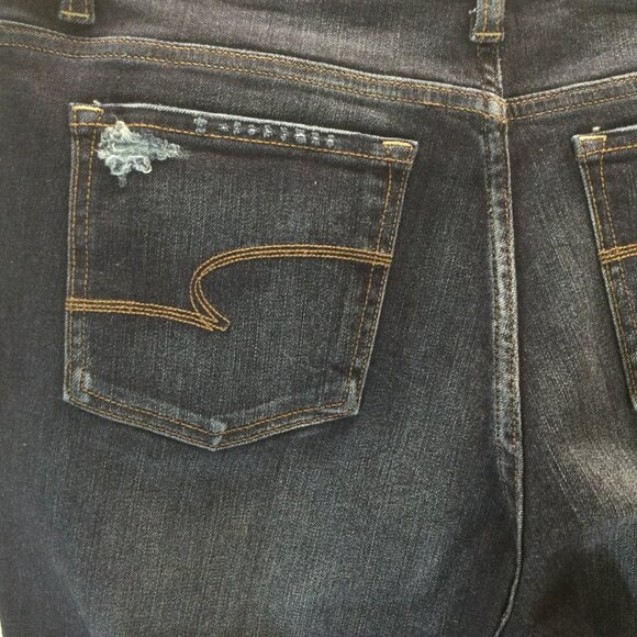 Time  & Tru High Rise Boot Pants Sz 14P Womens Blue Denim Jeans Tapered Y2K - Picture 13 of 16